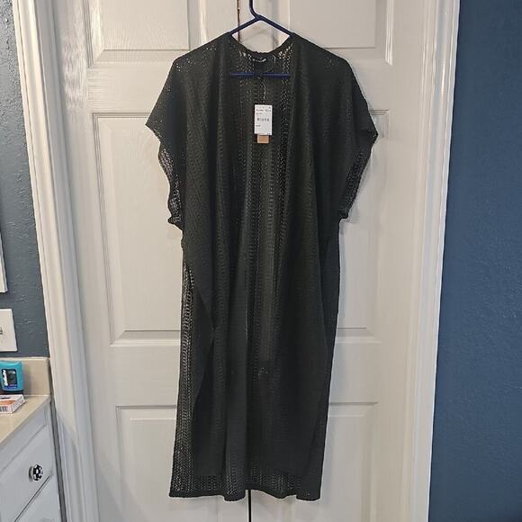 Steve Madden Tops - Steve Madden Open Coverup Vest Crochet Olive One Size NEW